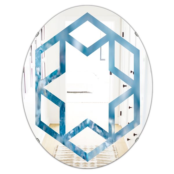 Designart 23.7-in x 35.4-in Blue crystals Agate Modern Oval Wall Mirror