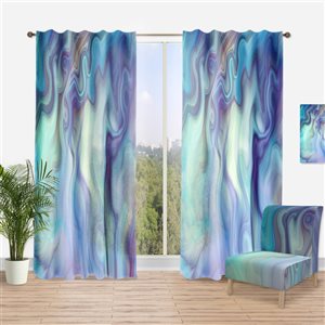 Designart 84-in x 52-in Marbled Colours in Shades of Turquoise and Purple  Curtain Panels