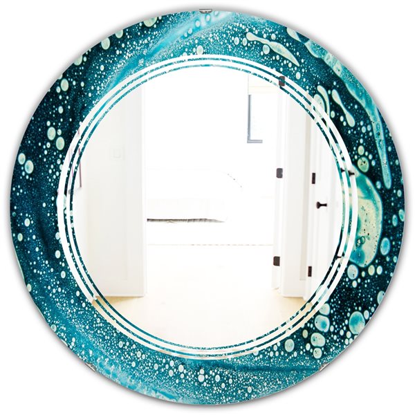 Designart 24-in x 24-in Precious Blue Fabulous Pattern Round Wall Mirror