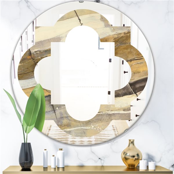 Designart 24-in x 24-in Fire and Ice Minerals V Modern Wall Mirror ...