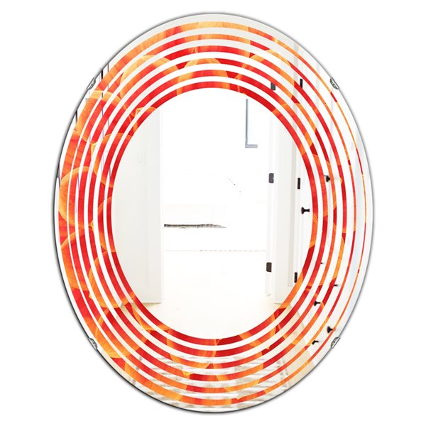 Designart 23.7-in x 35.4-in Abstract Orange Flower Design Modern Oval ...