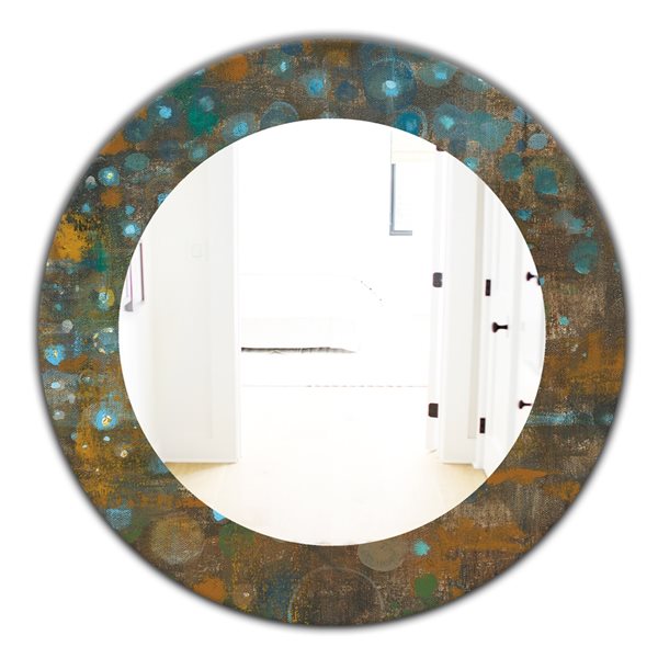 Designart 24-in x 24-in Blue and Bronze Dots On Glass IV Traditional ...