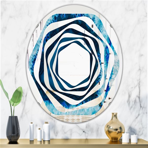 Designart 35.4-in x 23.7-in Brazilian Thunder Egg Modern Oval Mirror