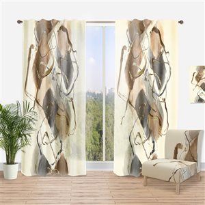 DesignArt 90-in x 52-in Gold Glam Squares III Modern & Contemporary Curtain Panels