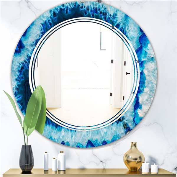 Designart 24-in Brazilian Thunder Egg Modern Round Wall Mirror