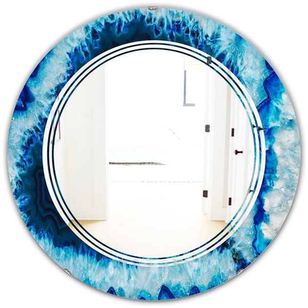 Designart 24-in Brazilian Thunder Egg Modern Round Wall Mirror