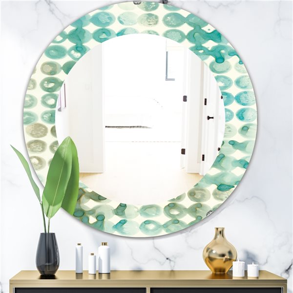 Designart 24-in x 24-in Turquoise Watercolor Geometrical V Mirror ...