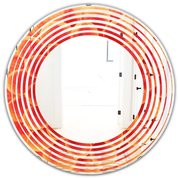Designart 24-in x 24-in Abstract Orange Flower Design Modern Round Wall ...