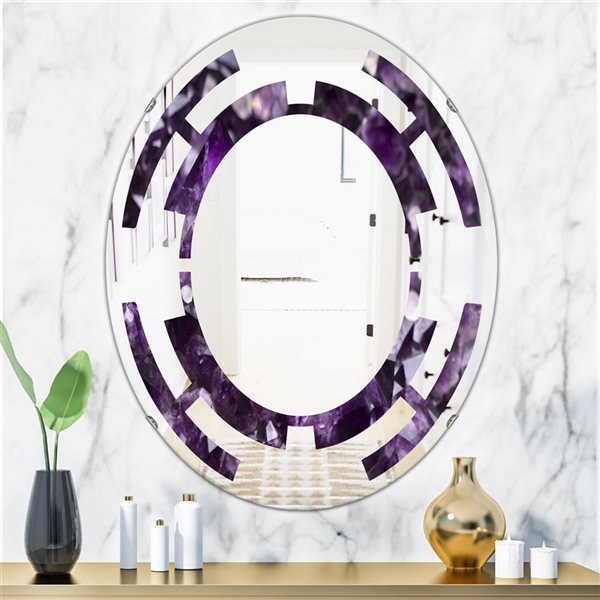 Designart 35.4-in x 23.7-in Amethyst geode Modern Mirror