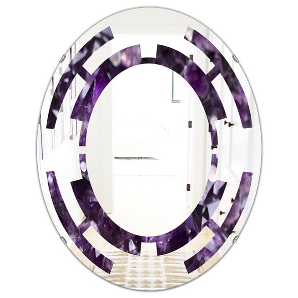 Designart 35.4-in x 23.7-in Amethyst geode Modern Mirror