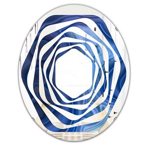 Designart 23.7-in x 35.4-in Blue Agate Stone Design Oval Wall Mirror
