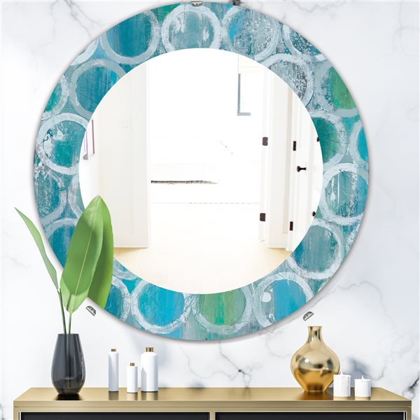 Designart 24-in x 24-in Natural Blue Circle Modern Mirror MIR30627-FC24 ...