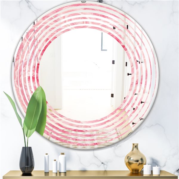 Designart 24-in Quartz texture Modern Round Wall Mirror