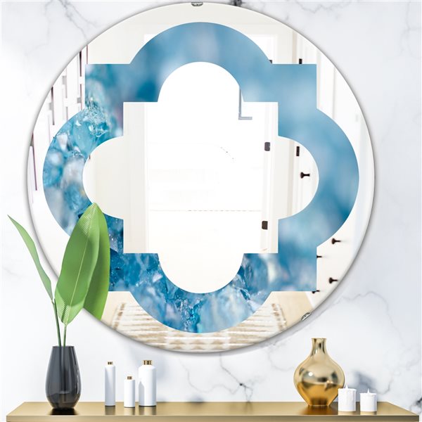 Designart 24-in x 24-in Blue crystals Agate Modern Round Wall Mirror