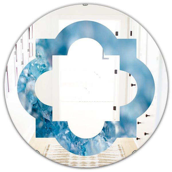Designart 24-in x 24-in Blue crystals Agate Modern Round Wall Mirror
