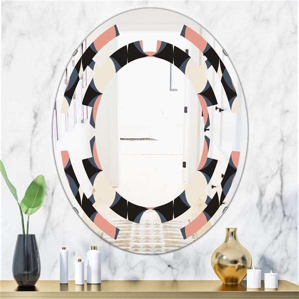 Designart 35.4-in Retro II Modern Multi-Colour Oval Wall Mirror