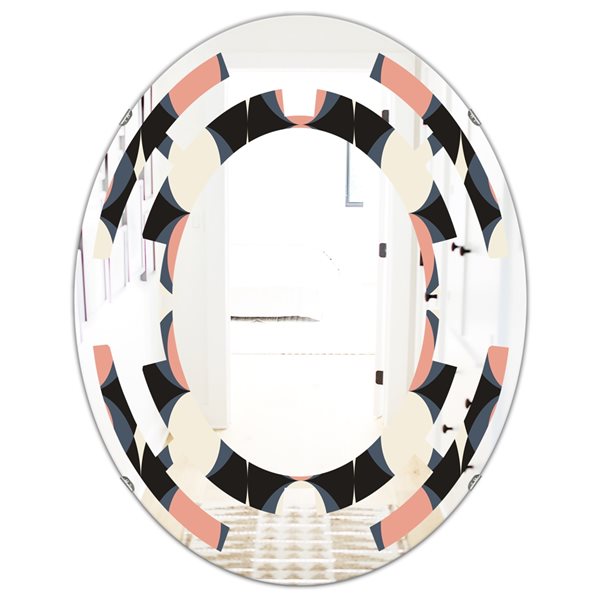 Designart 35.4-in Retro II Modern Multi-Colour Oval Wall Mirror