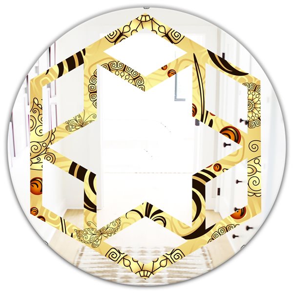 Designart 24 In Gold Pattern I Modern Round Wall Mirror MIR24601 C5 C24   330909634 MainImage 001 L 