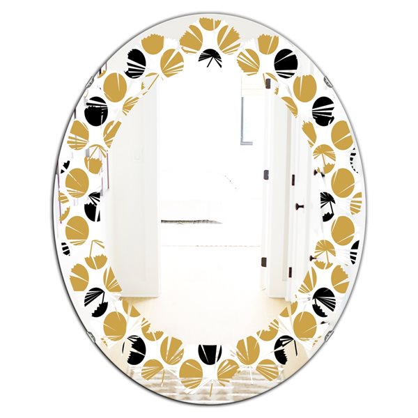 Designart 35.4-in Golden Polka Dot Modern Oval Wall Mirror