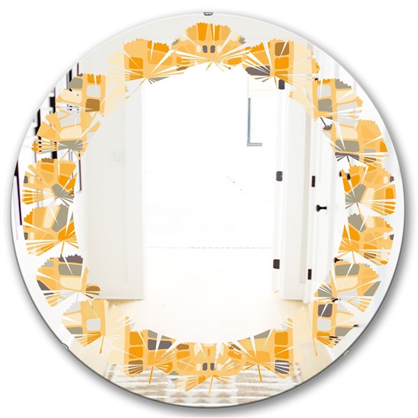 Designart 24-in Yellow Geometrical Abstract II Modern Round Wall Mirror ...