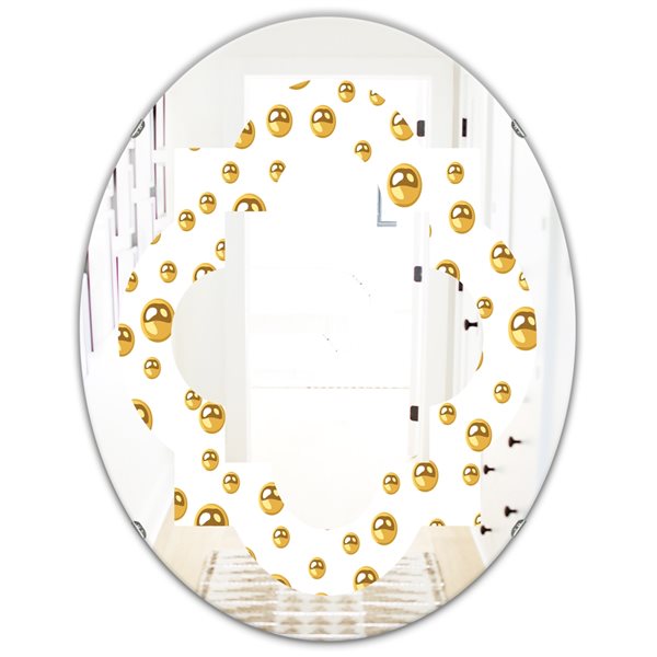 Designart 35.4-in Golden Circular Pattern II Modern Oval Wall Mirror