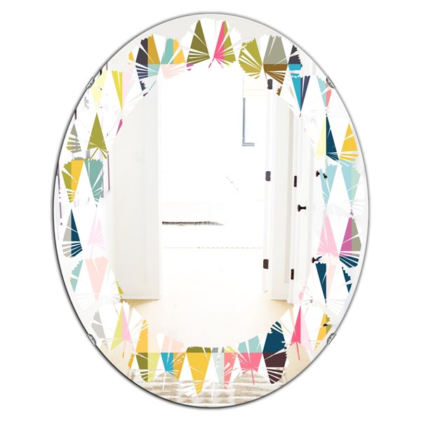 Designart 35.4-in Multi-Colour Diamond Retro VII Modern Oval Wall ...