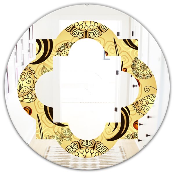 Designart 24-in Golden Pattern I Modern Round Wall Mirror MIR24601-C7 ...