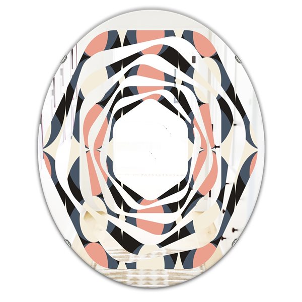 Designart 35.4-in x 23.7-in Multi-Colour Retro II Modern Oval Wall Mirror