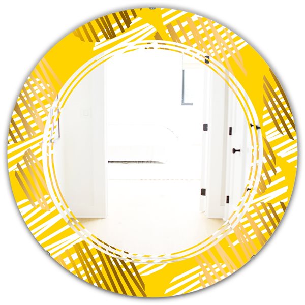 Designart 24-in Yellow Geometric IV Modern Round Wall Mirror