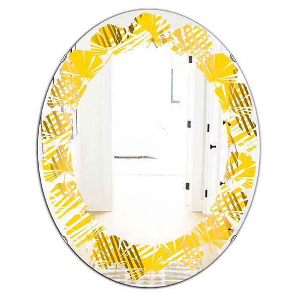 Designart 35.4-in Geometric IV Modern Oval Wall Mirror in Yellow | RONA