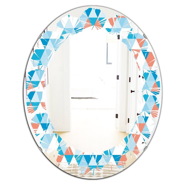 Designart 35.4-in Blue Triangular Retro Design II Modern Oval Mirror | RONA