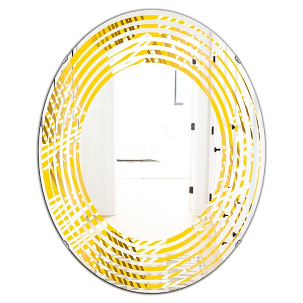 Designart 35.4-in x 23.7-in Yellow Abstract Retro Geometric IV Modern ...