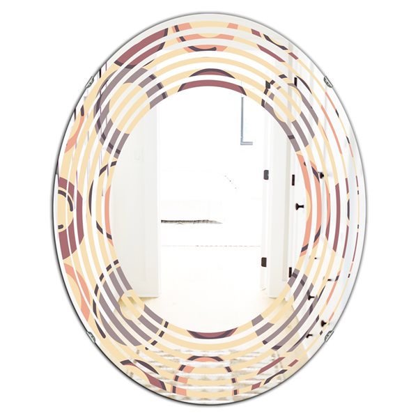 Designart 35.4-in Yellow Retro Geometric Pattern Oval Wall Mirror