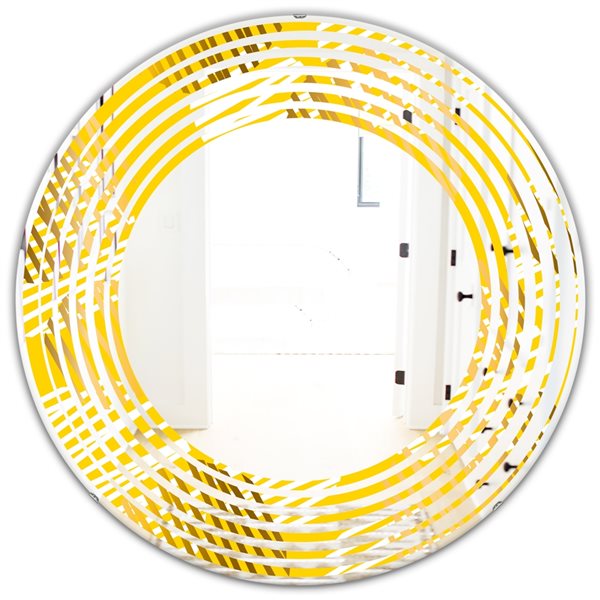 Designart 24 In X 24 In Yellow Retro IV Modern Round Wall Mirror   330909834 MainImage 001 L 