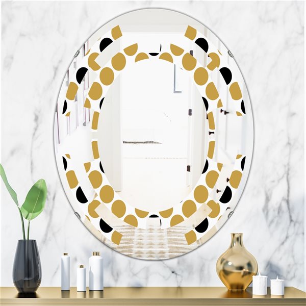 Designart 35.4-in Gold Polka Dot Oval Wall Mirror