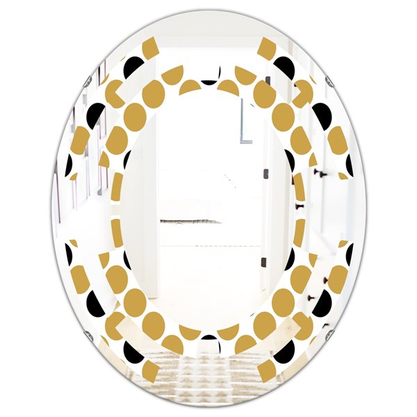 Designart 35.4-in Gold Polka Dot Oval Wall Mirror