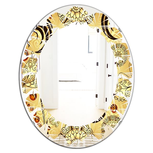 Designart 35.4-in Gold Pattern I Modern Oval Wall Mirror | RONA