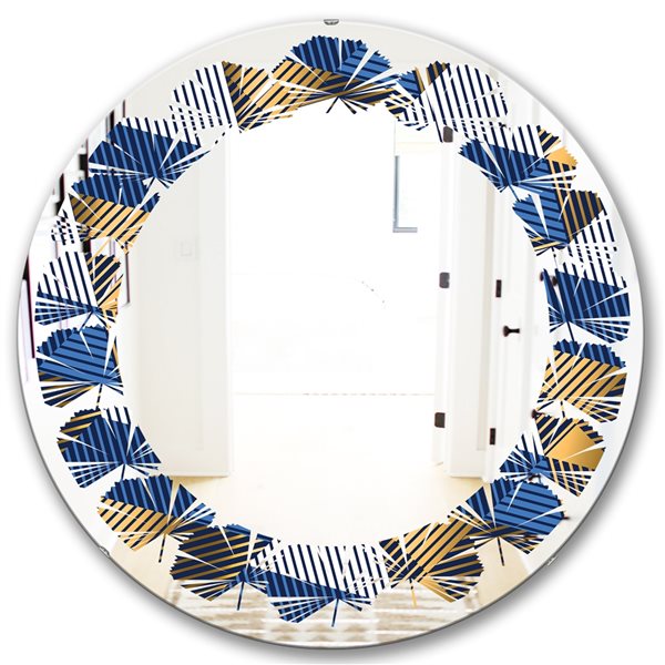 Designart 24-in Blue Retro Waves V Modern Round Wall Mirror MIR24612-C3 ...