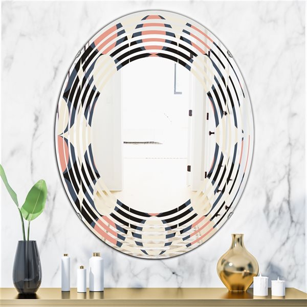 Designart 35.4-in Multi-Colour Retro II Modern Oval Wall Mirror