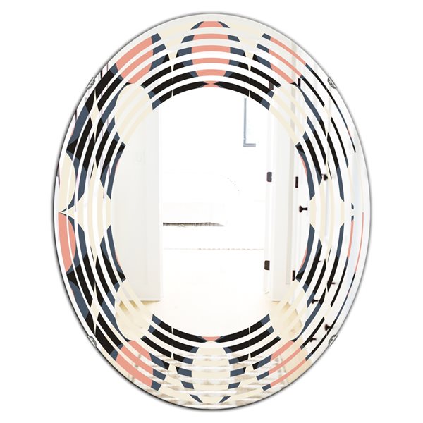 Designart 35.4-in Multi-Colour Retro II Modern Oval Wall Mirror