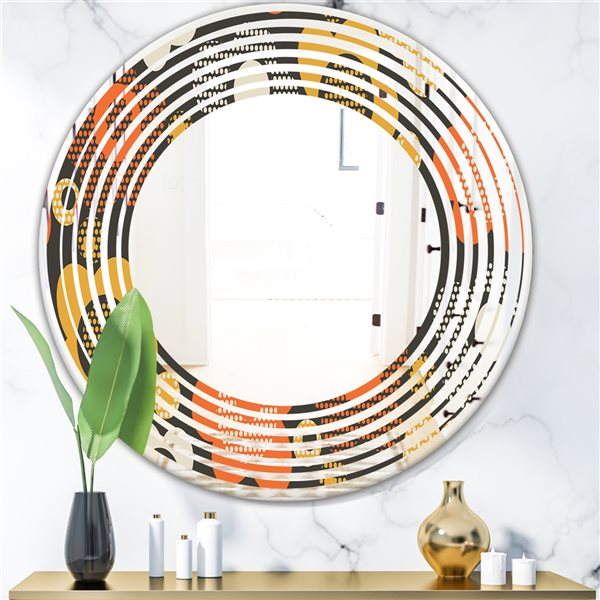 Designart 24-in Multi-Colour Floral Pattern VII Modern Round Wall Mirror
