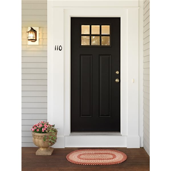 Colonial Mills Braxton 7-in x 10-in Red Oval Indoor/outdoor Border Farmhouse/cottage Rug