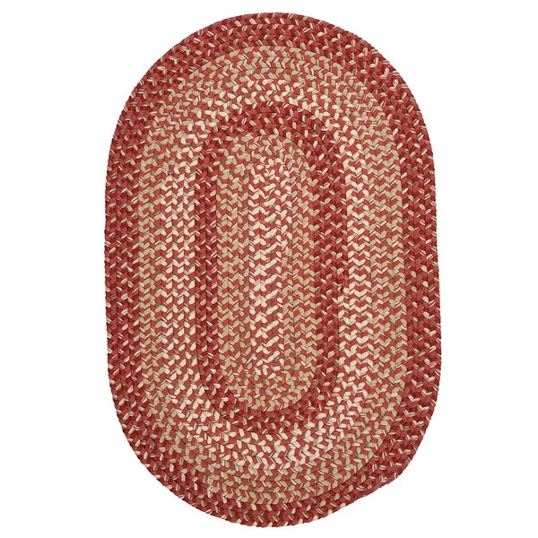 Colonial Mills Braxton 7-in x 10-in Red Oval Indoor/outdoor Border Farmhouse/cottage Rug