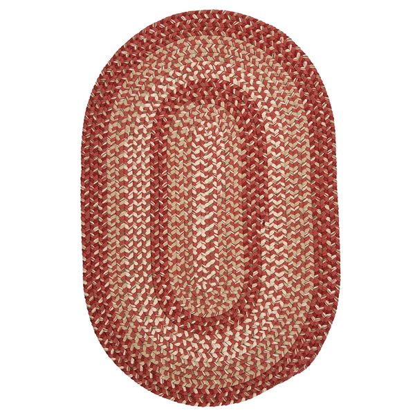 Colonial Mills Braxton 5-in x 7-in Red Oval Indoor/outdoor Border Farmhouse/cottage Rug