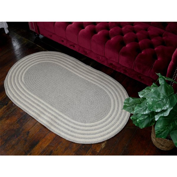 Colonial Mills Narragansett 5-in x 7-in Grey Oval Indoor Border Farmhouse/cottage Rug