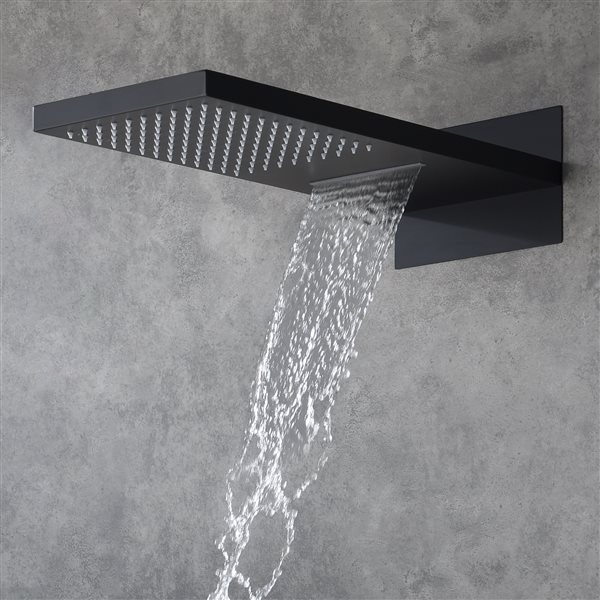 CASAINC Matte Black 2-Spray Wall Mounted Shower System with Hand-Held Shower Hand