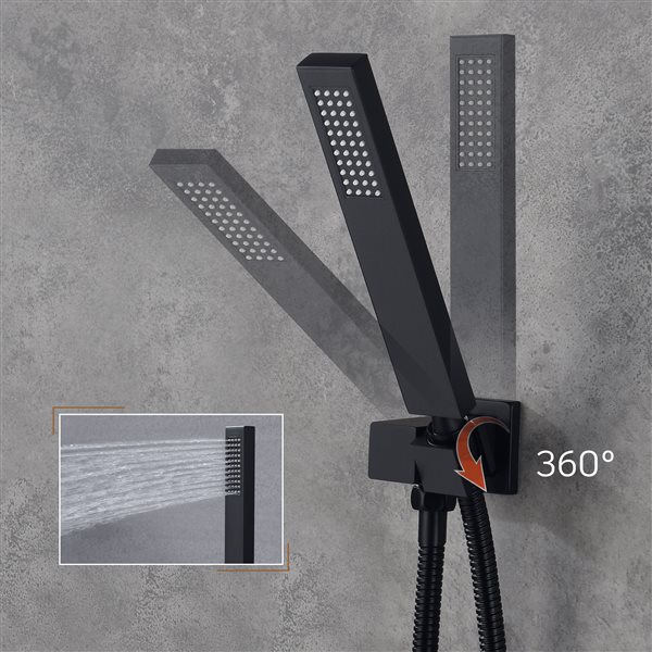 CASAINC Matte Black 2-Spray Wall Mounted Shower System with Hand-Held Shower Hand