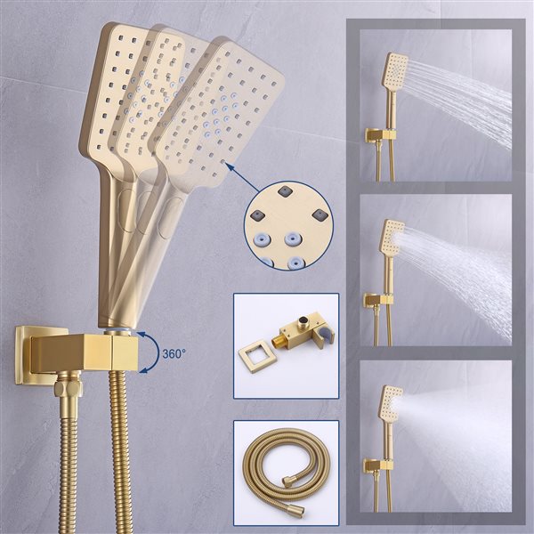 CASAINC Oil-Rubbed Gold Wall Mounted Rainfall Shower Head System
