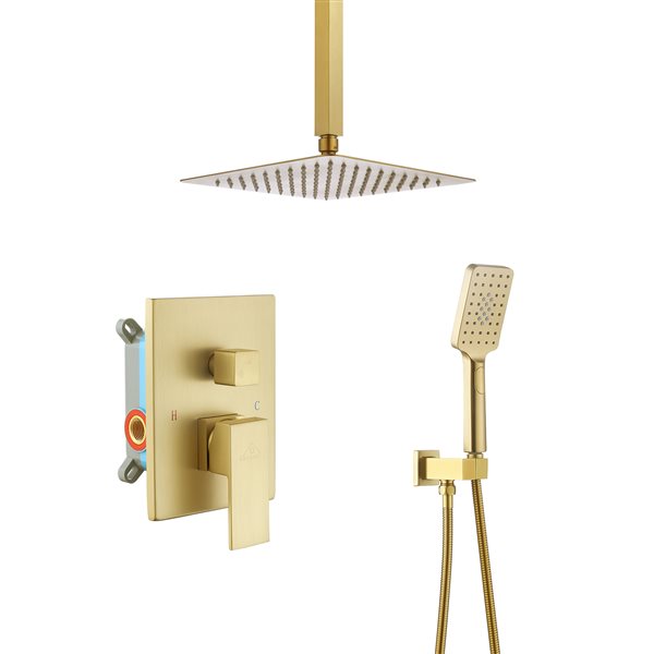 CASAINC Oil-Rubbed Gold Wall Mounted Rainfall Shower Head System