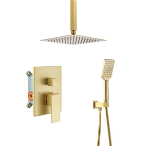 CASAINC Oil-Rubbed Gold Wall Mounted Rainfall Shower Head System